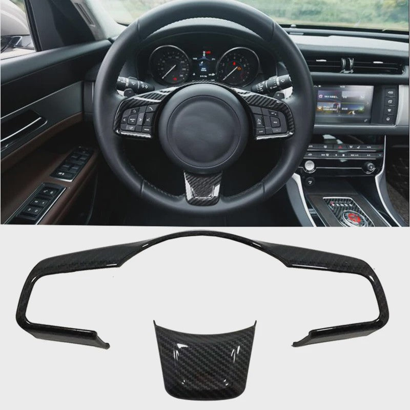 Carbon Look Stuurwiel Decoratie Trim voor Jaguar XE, XF, F-Pace (2016-2017)