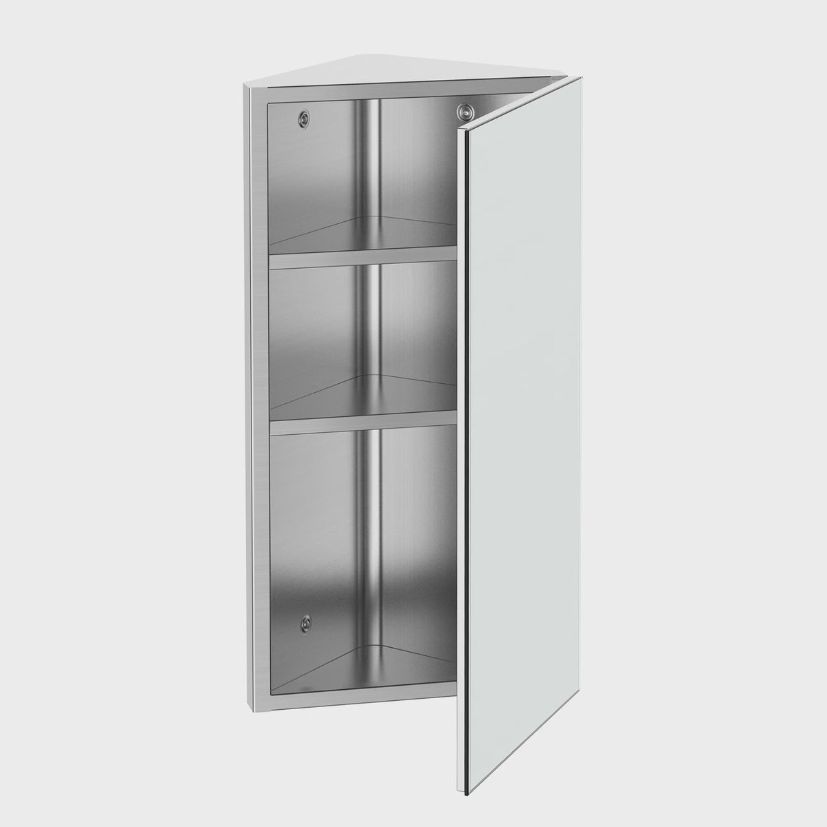 Hoekspiegelkast Badkamer - RVS Wandkast met 2 Legplanken - 30x18.4x60 cm