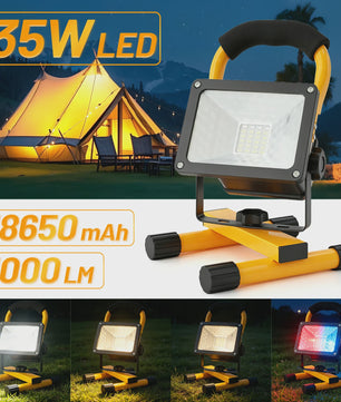 Oplaadbare LED Werkspot 30W - Waterdicht IP65, 3600mAh, Dimbare Modi & Rode/Blauwe Noodfunctie