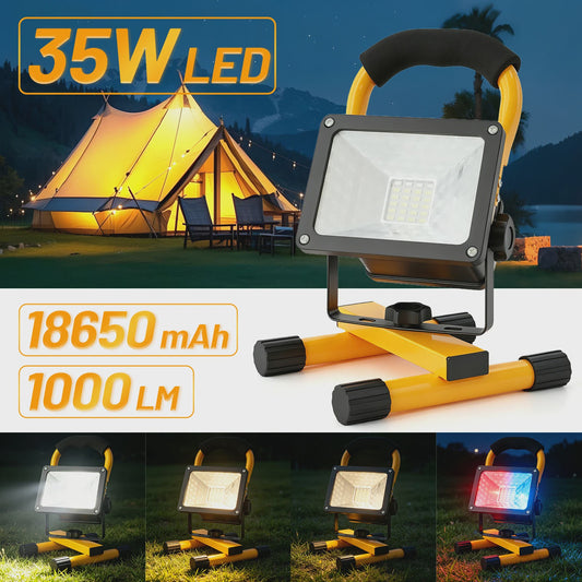 Oplaadbare LED Werkspot 30W - Waterdicht IP65, 3600mAh, Dimbare Modi & Rode/Blauwe Noodfunctie