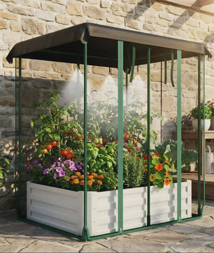 Verhoogd Kweekbed met Zelfwateringssysteem, Insectennet & Druppelirrigatie - Groot Metaal Kweekbak
