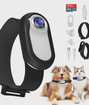 Mini Huisdier Camera voor Halsband - 1080P HD Actiecamera voor Hond & Kat, Brede Hoek, Inclusief 32GB SD Kaart