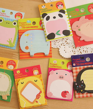 8 Delige Set Schattige Dieren Sticky Notes - Panda, Kat, Varken & Meer