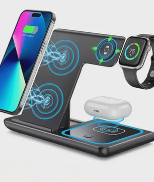 3-in-1 Draadloze Oplaadstandaard voor iPhone, Apple Watch & AirPods - Opvouwbaar