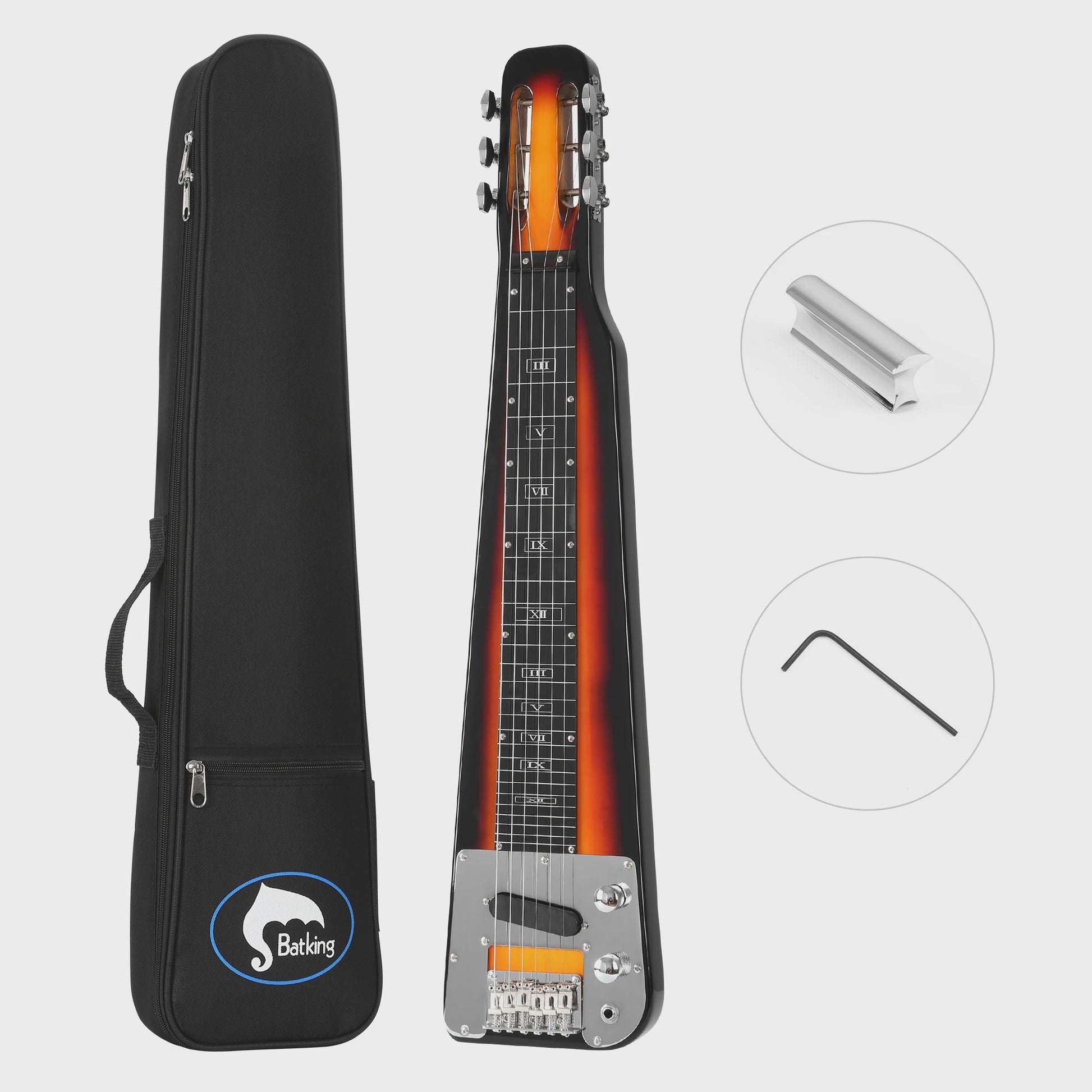 Elektrische Lap Steel Gitaar met Gigbag en Slide Bar - Sunburst