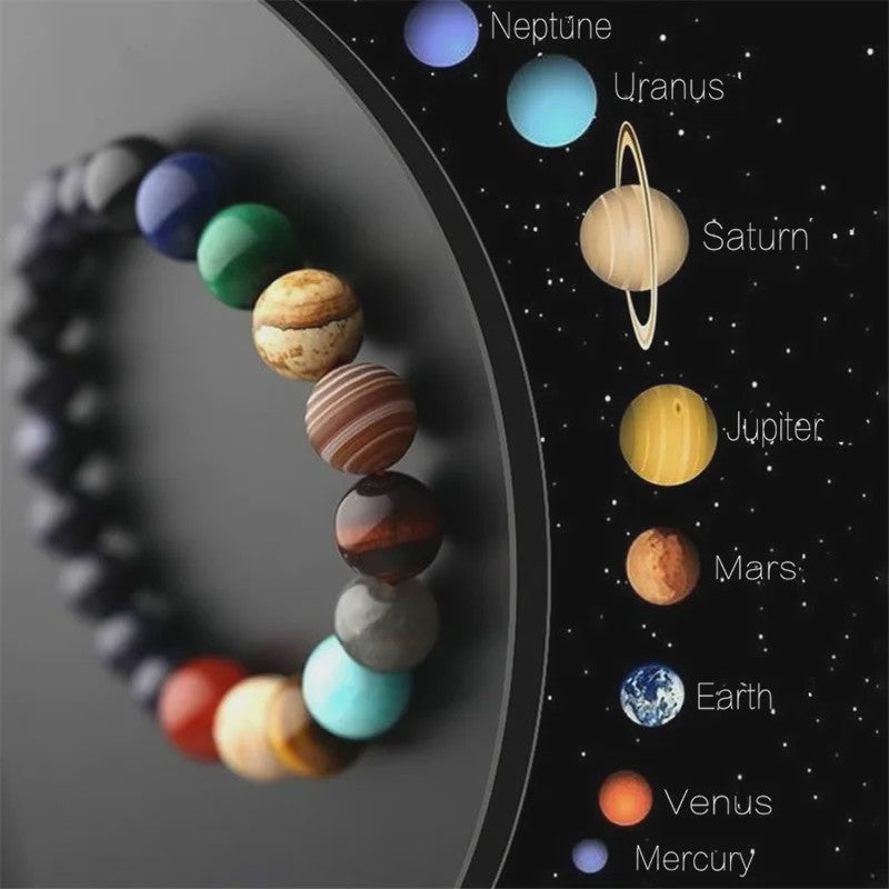 Unieke Natuursteen Armband: Acht Planeten & Galaxy Design - Yoga & Chakra Sieraden