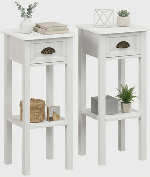 Set van 2 Nachtkastjes met Lade en Plank - Wit, 30x30x75 cm