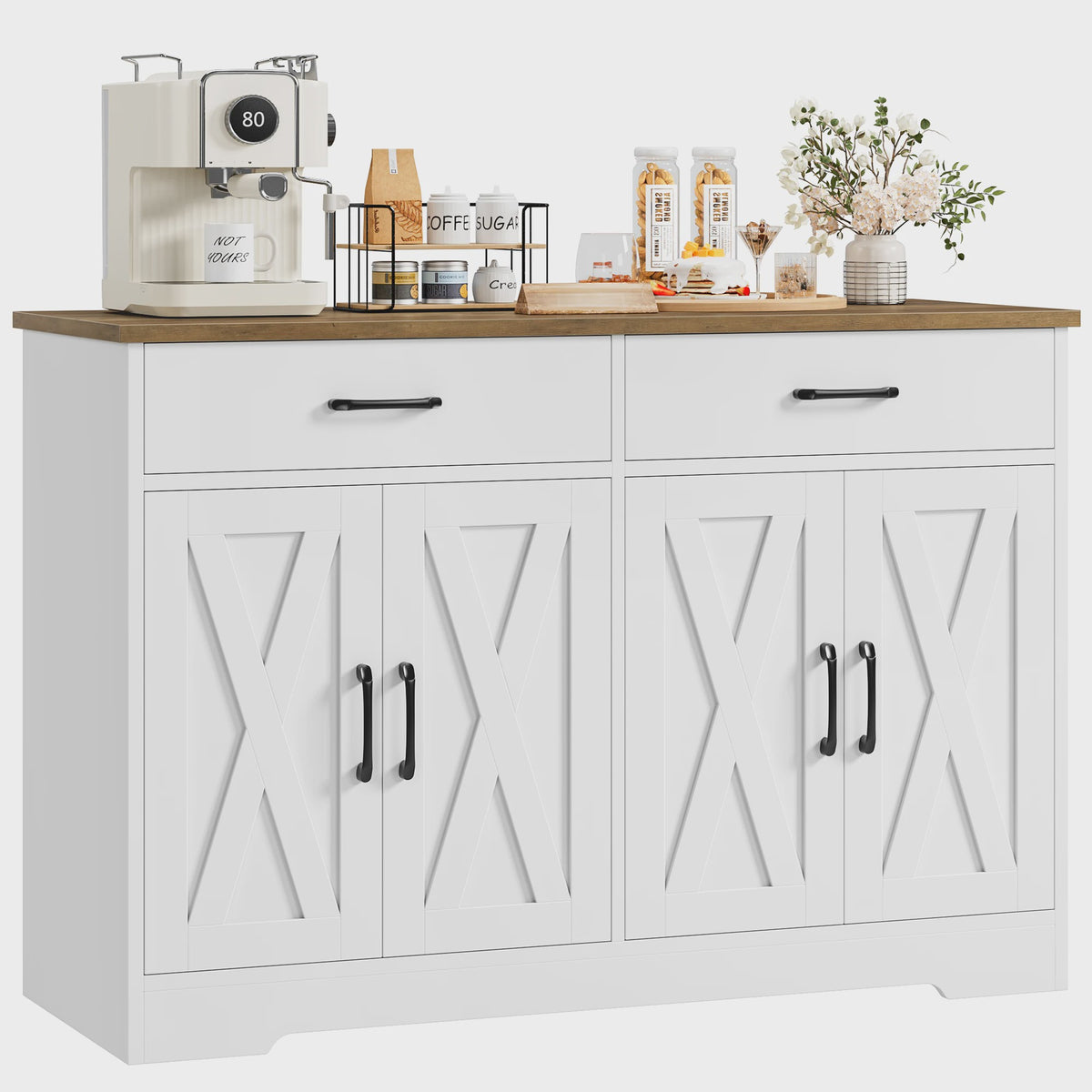 Zwarte Sideboard Kast met 2 Lades en 4 Deuren - 120cm Breed