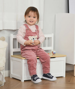 Homcom Wooden Toy Chest Storage with Lid and Backrest for Children