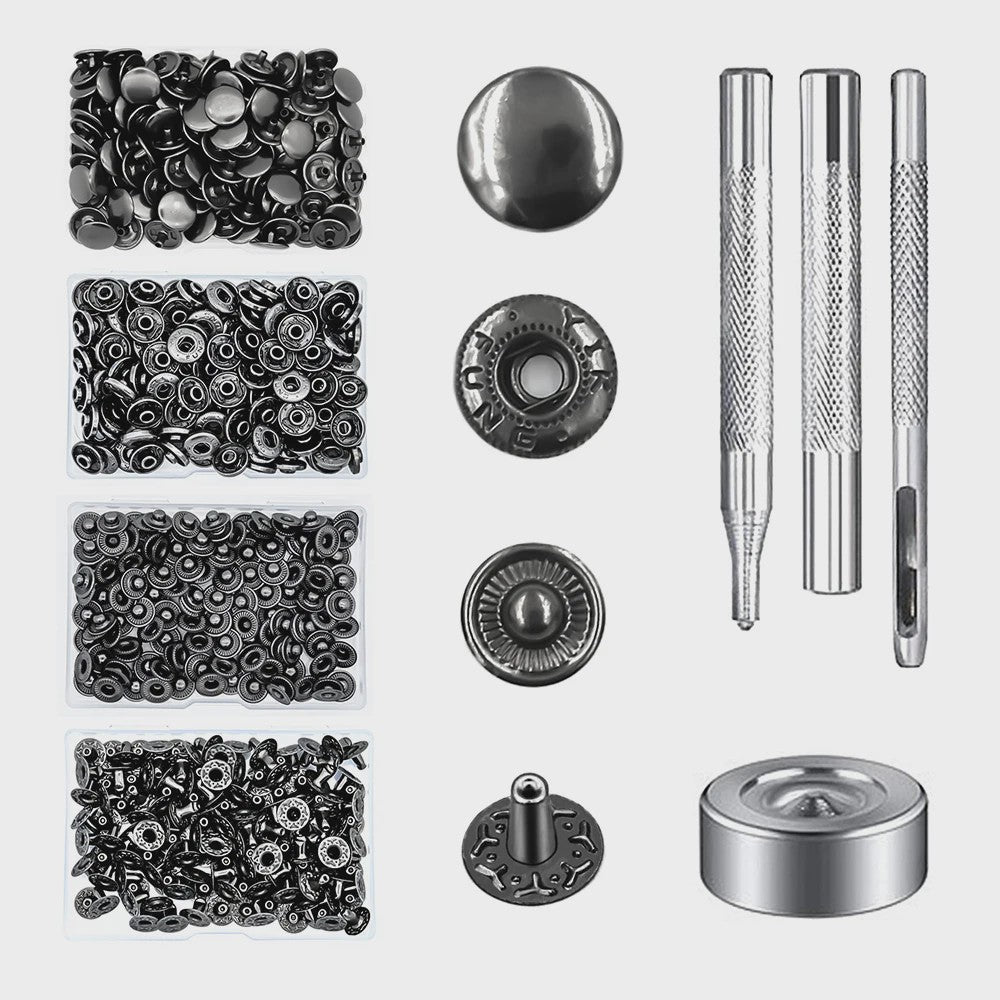 Roestvrij Staal Drukknopen Set 12.5mm Gunmetal Zwart - Kleding & Tassen