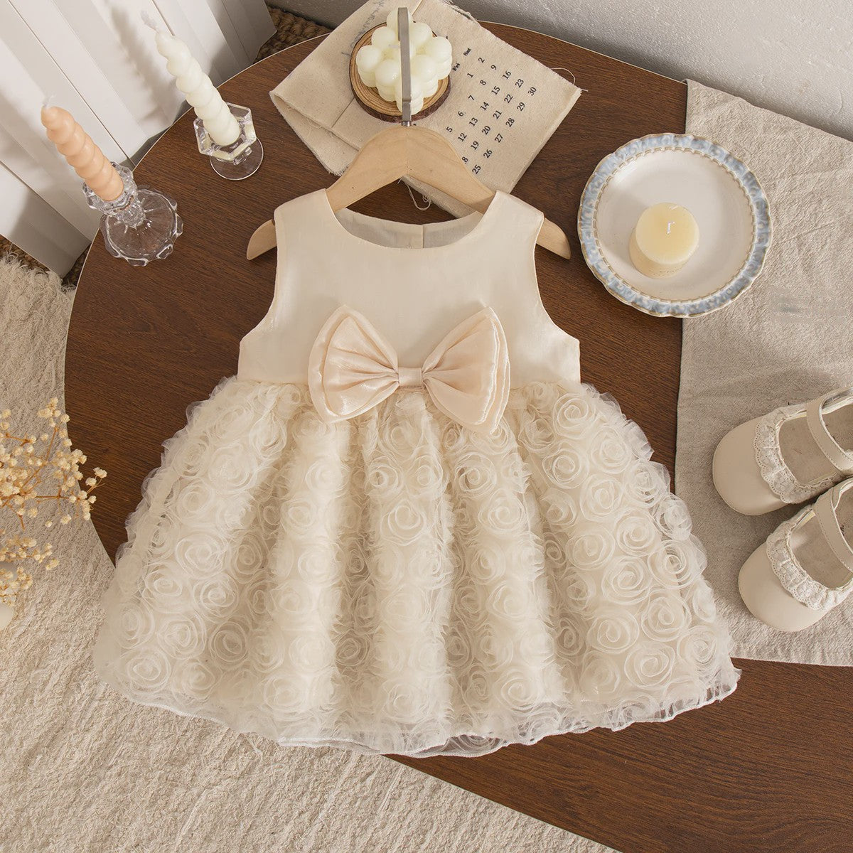 Schattige Baby Meisjes Jurk Zomer - Prinsessenjurk met Strik en Bloemenprint