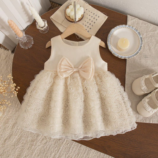 Schattige Baby Meisjes Jurk Zomer - Prinsessenjurk met Strik en Bloemenprint