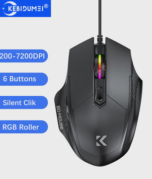 Ergonomische USB Bedrade Gaming Muis met 6 Knoppen en 7200 DPI