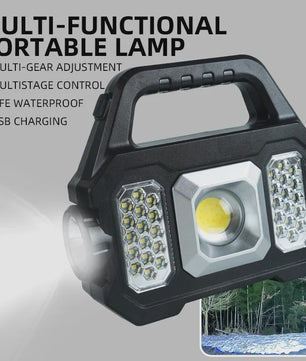Multifunctionele LED Zaklamp met Solar Opladen & Powerbank Functie
