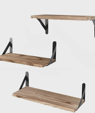 Houten Drijvende Wandplanken Set - Stijlvolle Opbergoplossingen voor Woonkamer, Keuken & Badkamer