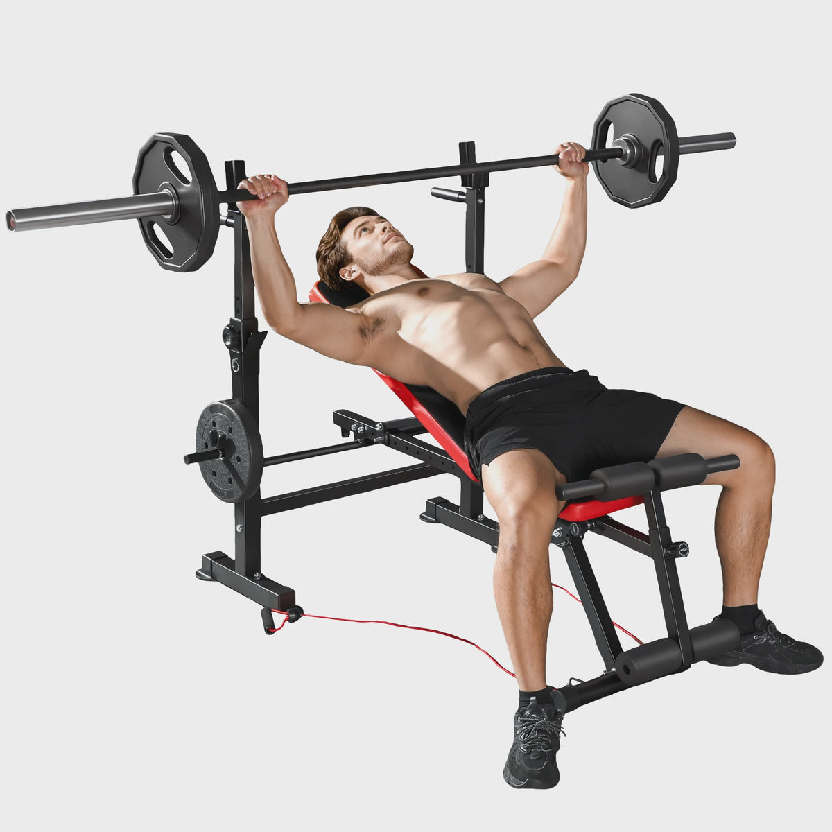 SPORTNOW Multifunctionele Bodybuilding Bank met Verstelbare Rugleuning en Beensteun