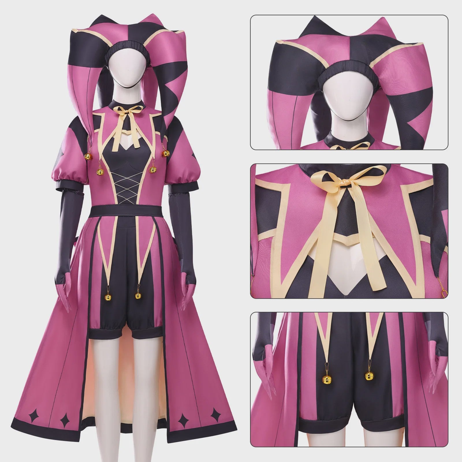 Columbina Cosplay Kostuum - Roze Clown Outfit voor Freak Circus