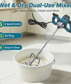 Krachtige Elektrische Handmixer met 6 Snelheden voor Verf, Cement, Plamuur en Meer