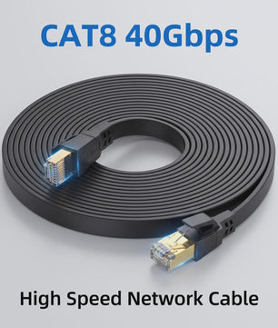 Cat 8 Ethernet Kabel 40Gbps Hoge Snelheid Platte Netwerkkabel met Vergulde RJ45