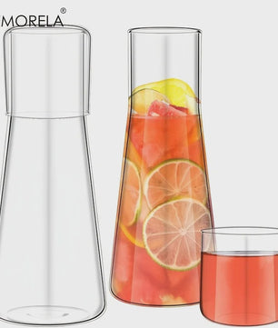 Glazen Nachtkaraf Set met Tumbler - 900ml Borosilicaatglas voor Water, Sap & Thee