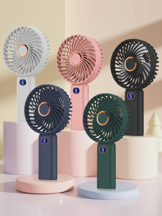 Draagbare Handventilator met Digitale Display en 5 Snelheden, USB Oplaadbaar