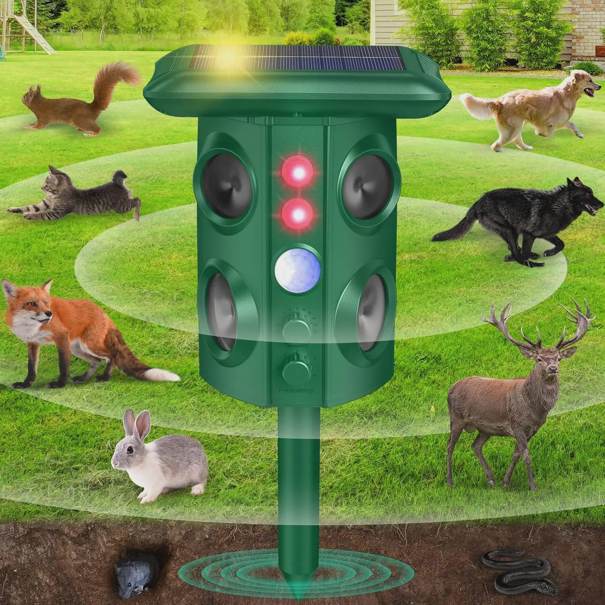 Solar Dier Afweerder Ultrasoon - Verjaagt Ongedierte uit Tuin & Boomgaard