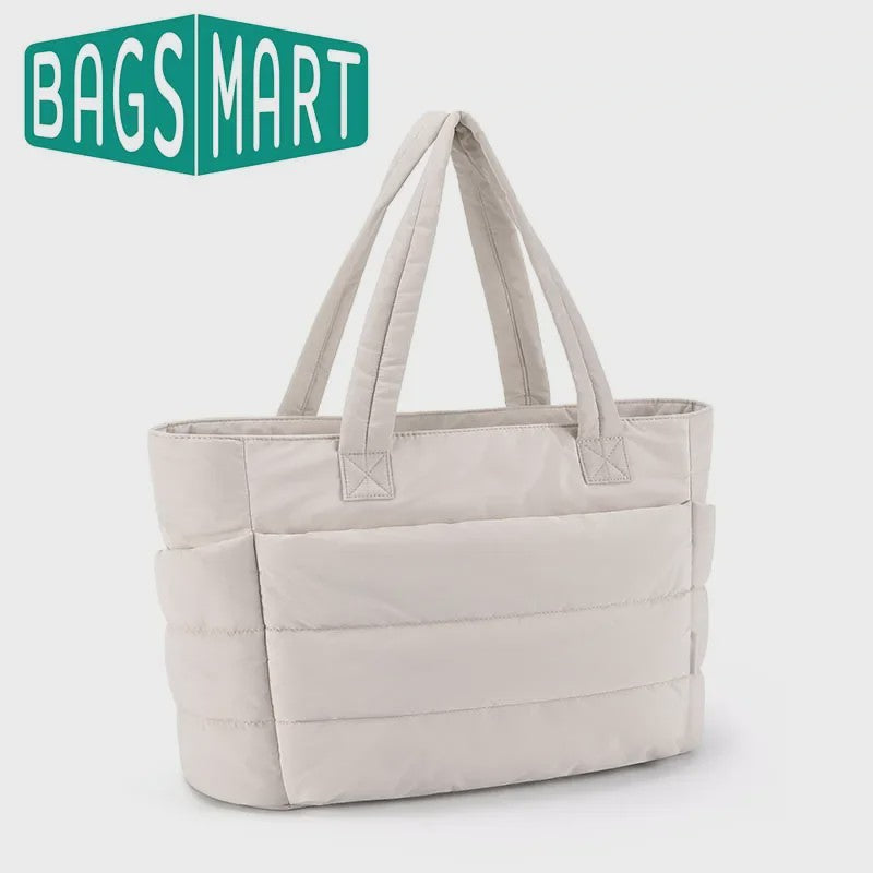 BAGSMART Grote Puffer Tote Bag - Stijlvolle en Ruime Handtas voor Werk, Studie en Shoppen