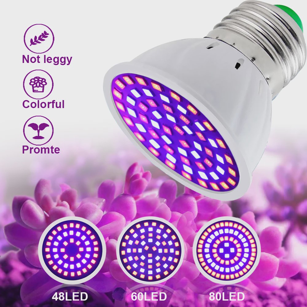 Full Spectrum LED Groeilamp E27 80 LEDs - Plantenlamp voor Binnenkweek
