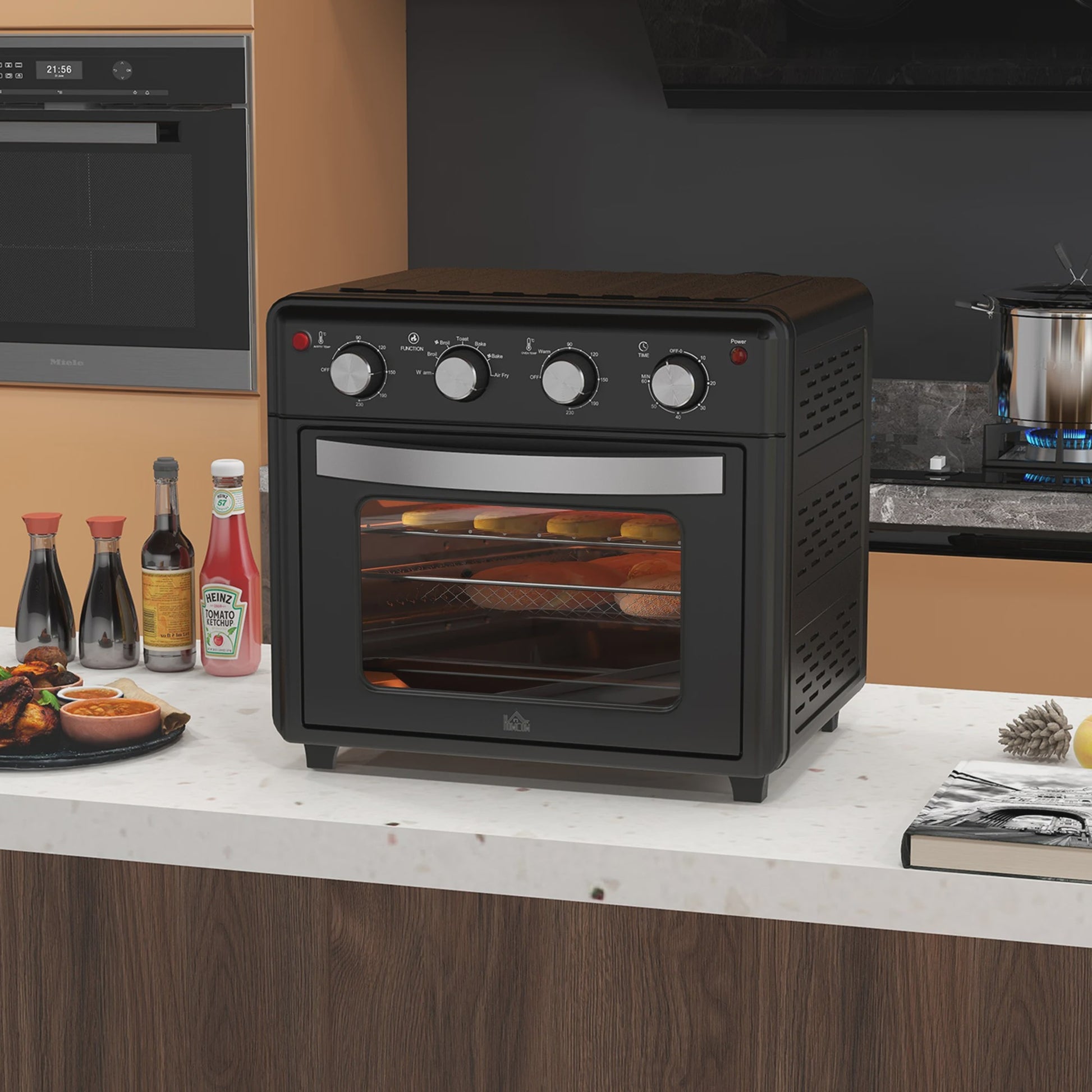 Homcom Multifunctionele Tafeloven - 30L, 1600W, Zwart