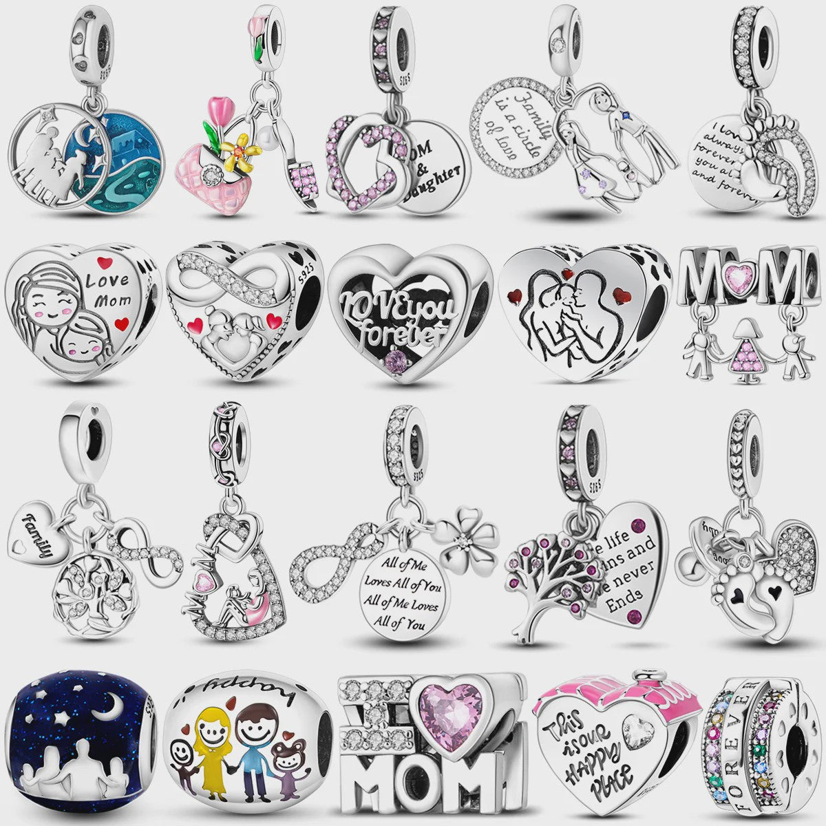 925 Sterling Zilveren Bedel 'Mom Love' - Perfect Cadeau voor Moederdag en Verjaardag