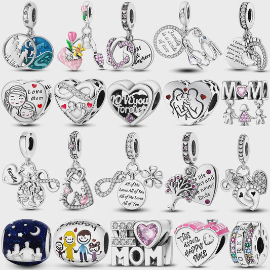 925 Sterling Zilveren Bedel 'Mom Love' - Perfect Cadeau voor Moederdag en Verjaardag