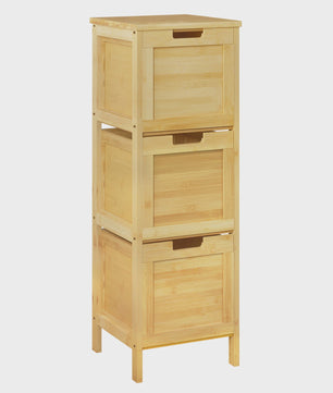 Bamboe badkamerkast met 3 lades - 30x90x30cm - Staand opbergmeubel