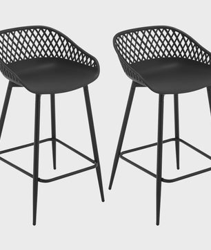 Set van 2 barkrukken met open rugleuning - Stijlvolle keukenstoelen voor binnen en buiten