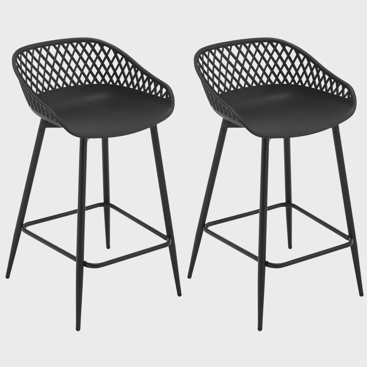 Set van 2 barkrukken met open rugleuning - Stijlvolle keukenstoelen voor binnen en buiten