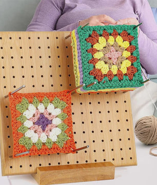 Bamboe Haakblokkeerbord met 25 Stalen Pinnen - 23x23cm - Perfect voor Granny Squares & Breien