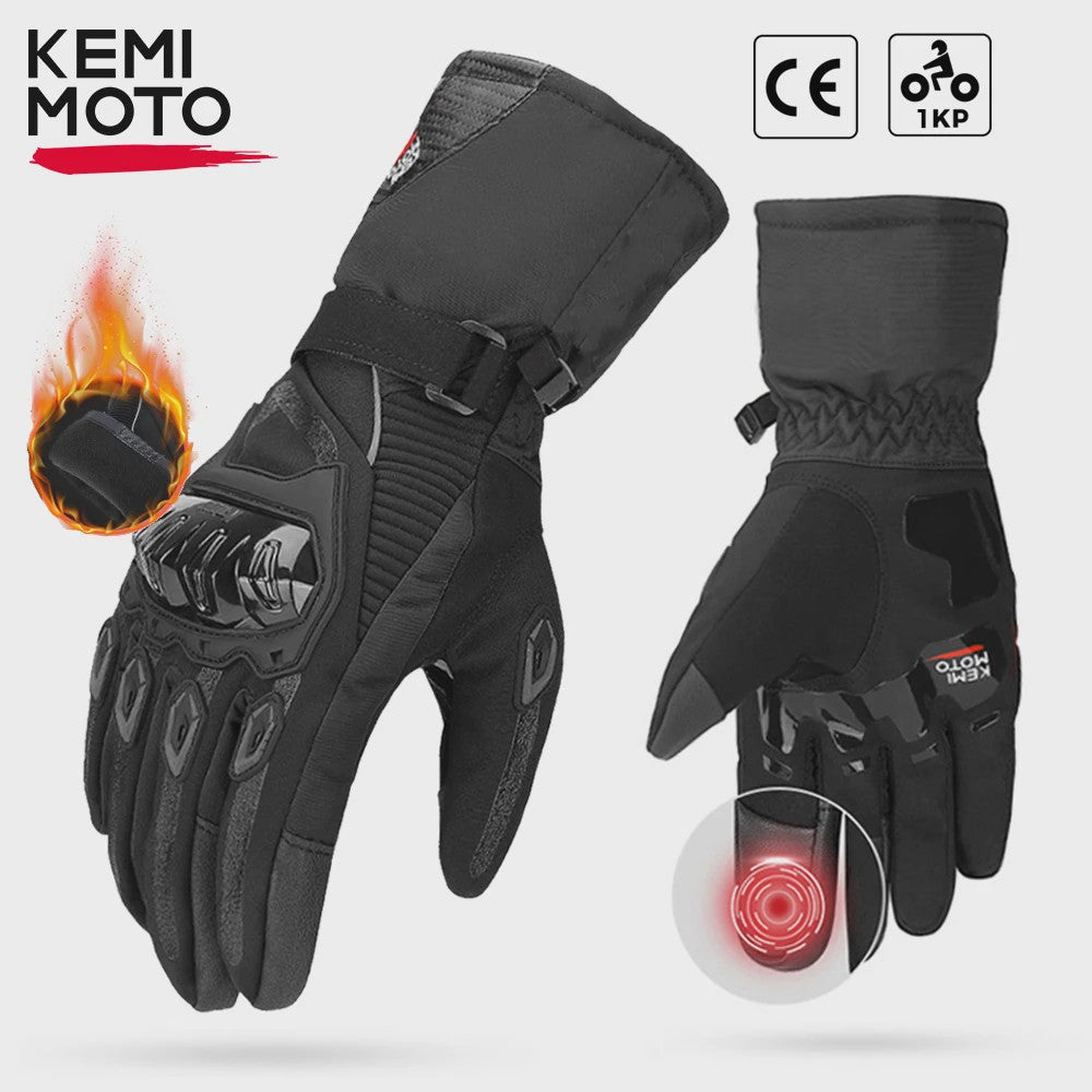 KEMiMOTO Winter Motorhandschoenen Zwart - Waterdicht, Winddicht & Touchscreen