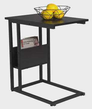 C-vormige bijzettafel met opbergvak - Metaal & MDF