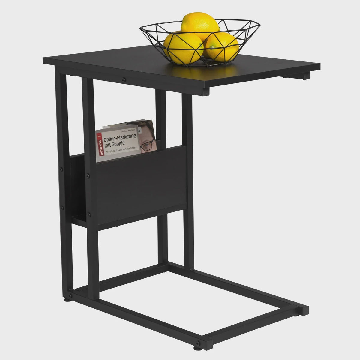 C-vormige bijzettafel met opbergvak - Metaal & MDF