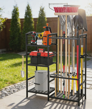 Gereedschap Organizer Tuin - 3 Laags Opbergrek met Mand voor Garage & Tuin