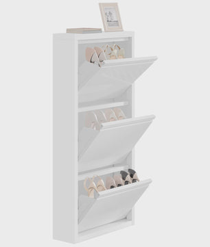 WOLTU Smalle Schoenenkast met 3 Klepkasten - Wit - 50x106x15cm - Hal & Woonkamer