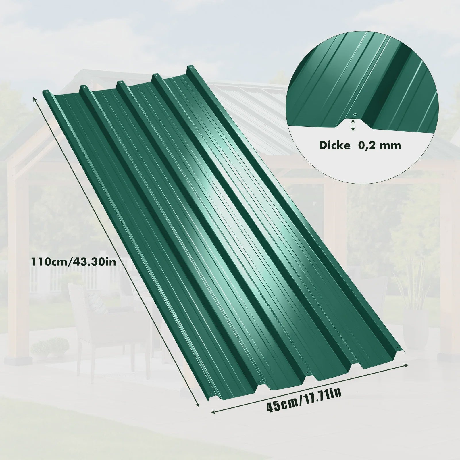 12x Golfplaten Metaal - Gecoat Staal 0.23mm Dik - Roestbestendig Dakbedekking voor Carport