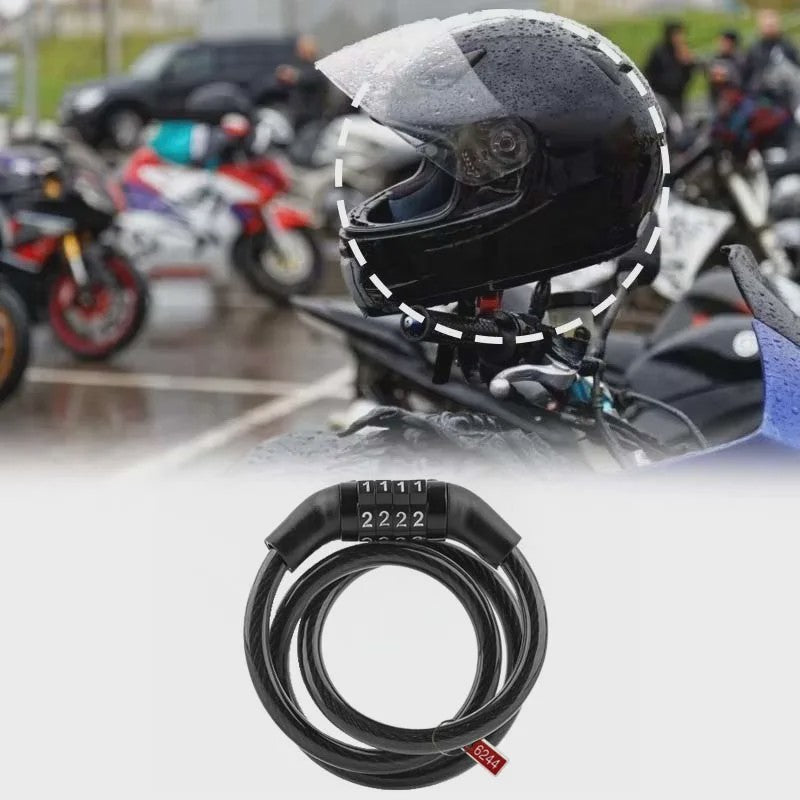 4-Cijferig Kabelslot: Veilig Anti-diefstal Slot voor Motor, Fiets & Helm