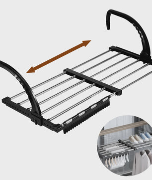 Uitschuifbaar RVS Droogrek - Opvouwbaar, voor Radiator, Balkon & Raam - Draagbaar