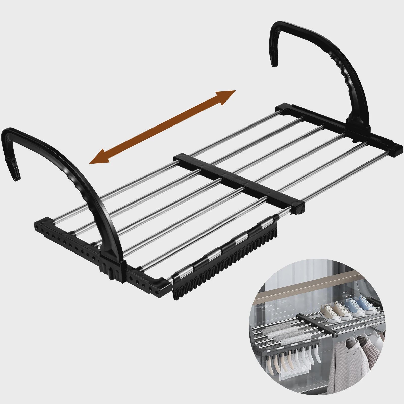 Uitschuifbaar RVS Droogrek - Opvouwbaar, voor Radiator, Balkon & Raam - Draagbaar