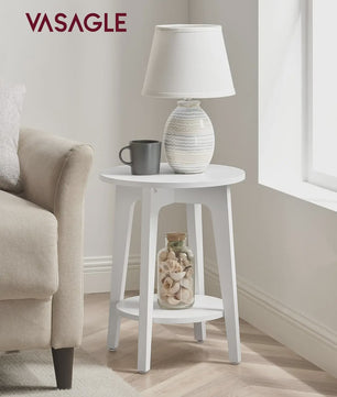 VASAGLE Ronde Bijzettafel met Opberglaag - Modern Design, 40x50 cm