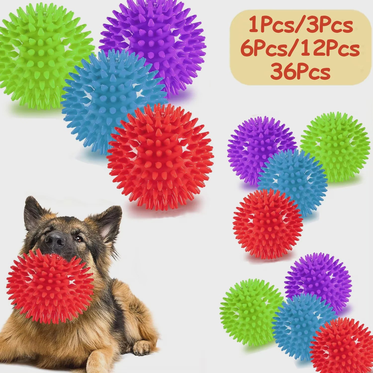 Hondenballen met Piepje - Spiky Speelgoed Ballen voor Tandverzorging en Plezier - Set van 36