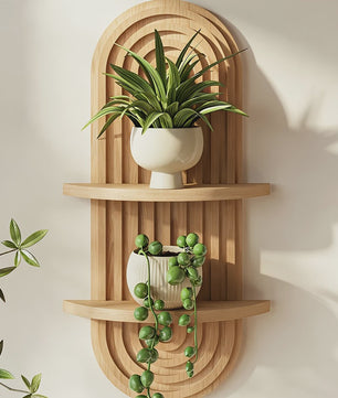 Houten Wandplank met Boogontwerp - Decoratieve Plank voor Planten & Kaarsen