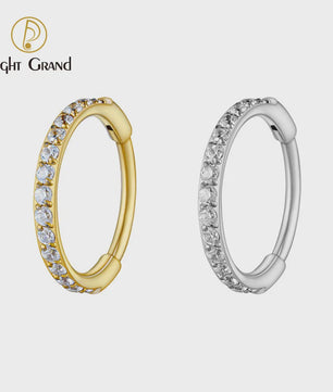 Chique Titanium Huggie Hoop Oorbel met Zirkonia - 16G Piercing Sieraden