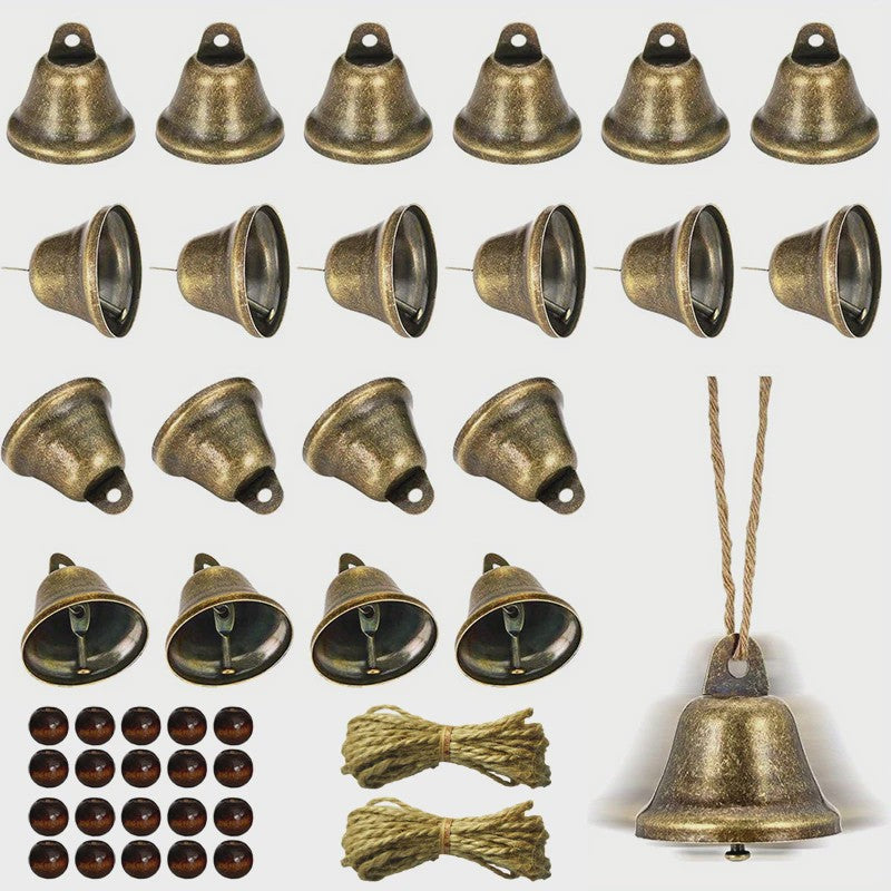 Vintage Messing Belletjes 38mm - DIY Knutselpakket voor Windgordijnen, Kerst & Huisdier Training