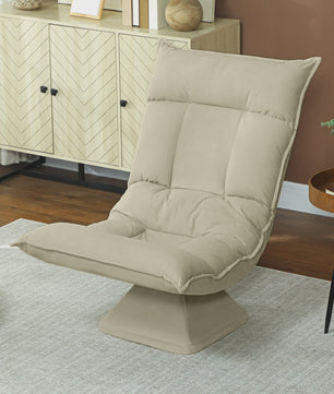 Verstelbare Draaistoel met 5 standen en zacht velours - Beige